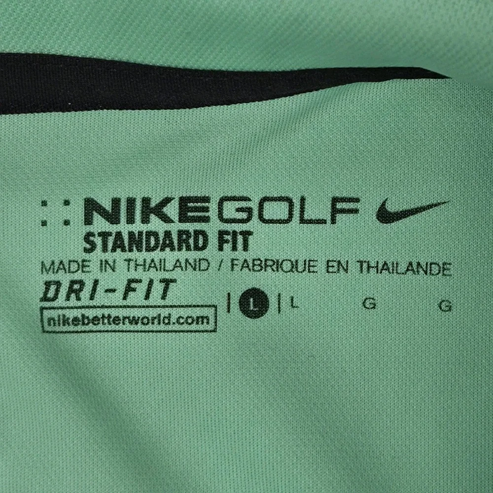 Nike Golf Dri Fit Standard Fit Polo Shirt Lime Green Graphic Stripe Mens Large